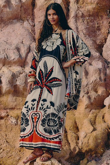 Vestido Feminino Longo Floral Tribal Moda Boho C/ Cinto